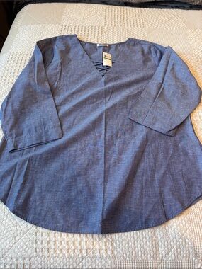 Van Heusen Blue Lace-Up V-Neck Tunic
